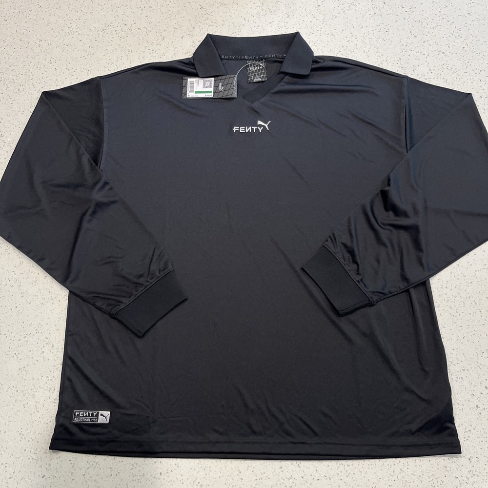 PUMA Fenty X Collared Long Sleeve Goalie Jersey Mens Black 63378601 Mens L NWT